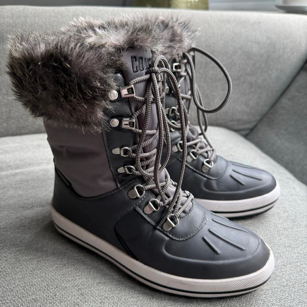 Cougar Viper Waterproof Snow Boot With Faux Fur Trim Grey Women's 9